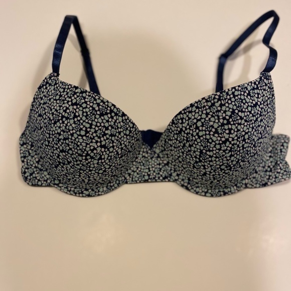 BLUE FLORAL PADDED BRA SIZE 34B NEW WITHOUT TAGS